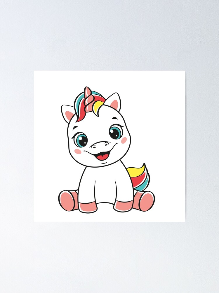 "Super Cute, White Baby Unicorn / Magical Rainbow Unicorn " Poster for ...