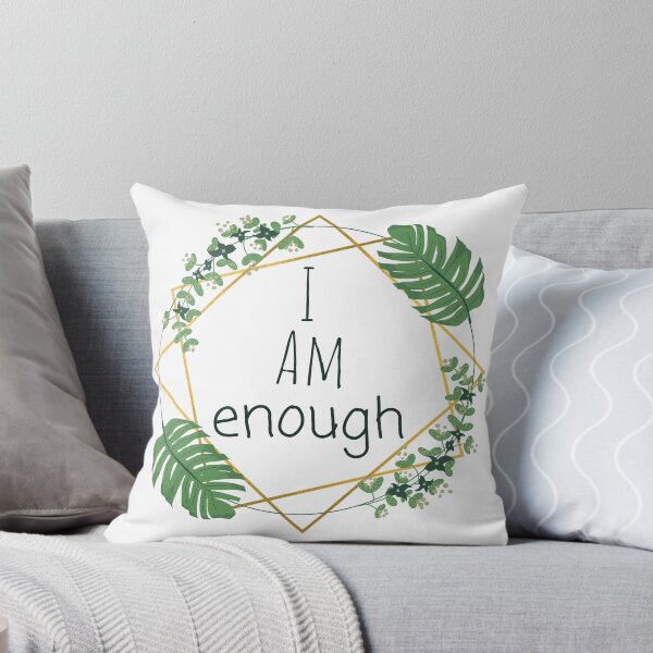 Artikelvorschau, Ich bin genug Grün und Gold Zitat Mantra Plant Leaf Flower Design entworfen und verkauft von TacoRose.