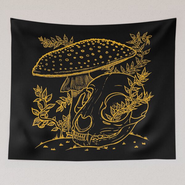 Item preview, Amanita muscaria and cat's skull (yellow) designed and sold by -Senaar-.