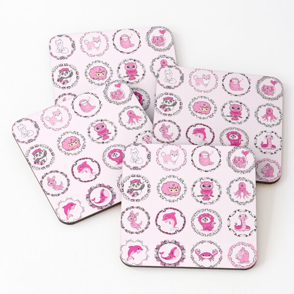 Item preview, Cute Animals in Pink Mandala Design designed and sold by MyMemoriesArts.