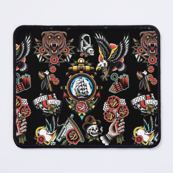 Item preview, Traditional American Tattooing Style Eagle Bear skull flowers American Biker Tattoo Artist designed and sold by Reign Of Darkness.
