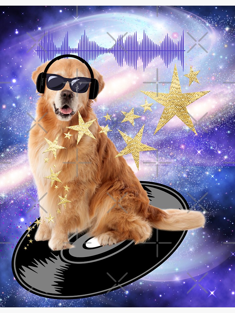 DJ Golden Retriever Dog Headphones | Sticker