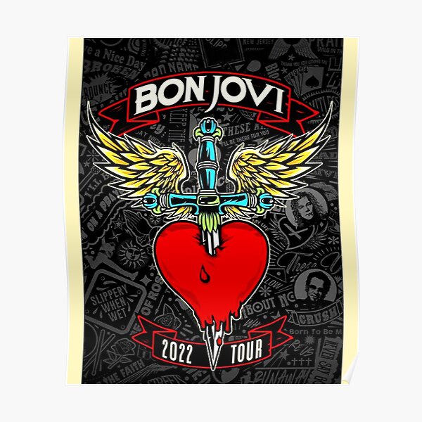 Set Bon Jovi Embroidered Patches Have a Nice Day Bounce Word Jon Richie Sambora 