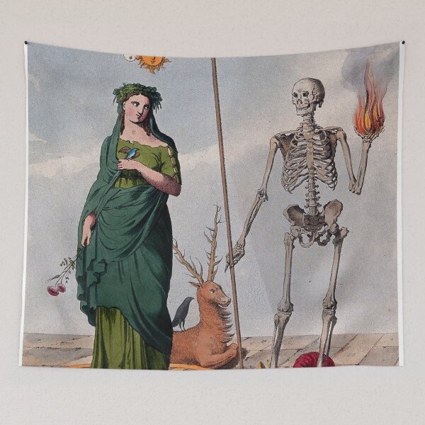 Item preview, Allegory of Life and Death Art, Vintage Skeleton Death Art, Death and Maiden Poster, Vintage Skeleto designed and sold by TeeARTHY.