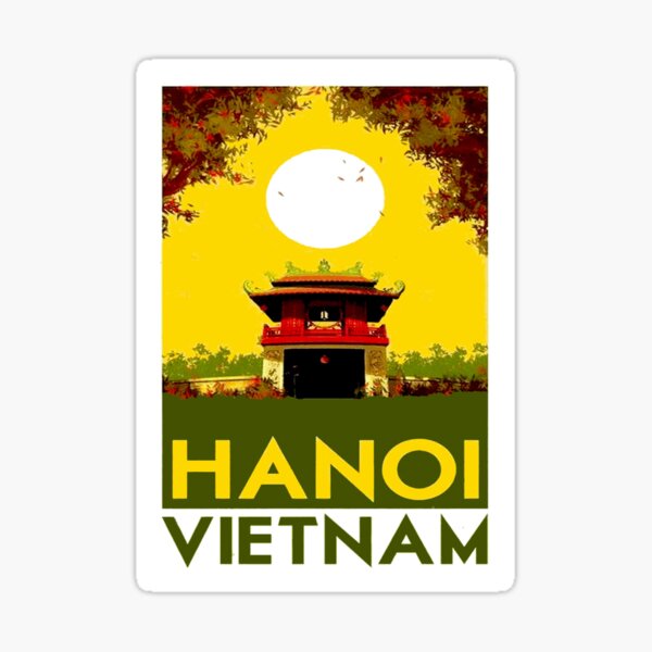 HANOI VIETNAM: Vintage Travel Advertising Print Sticker