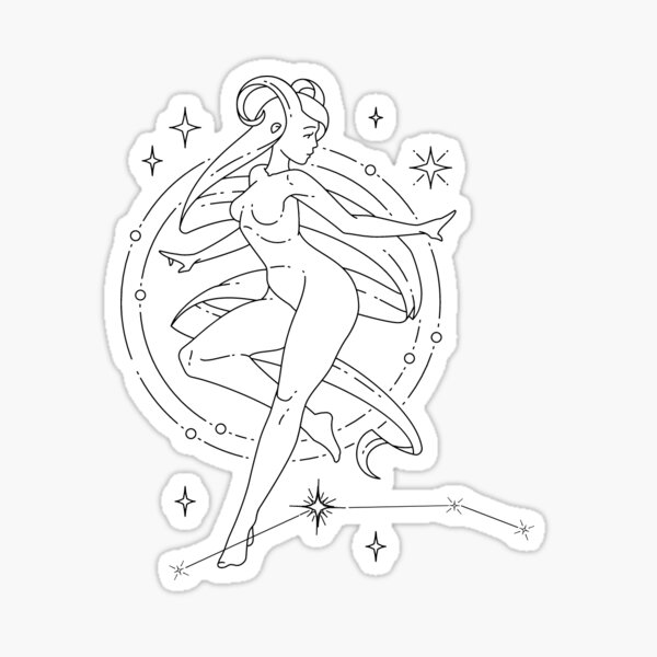Aries Celestial Ram Horned Woman Sticker