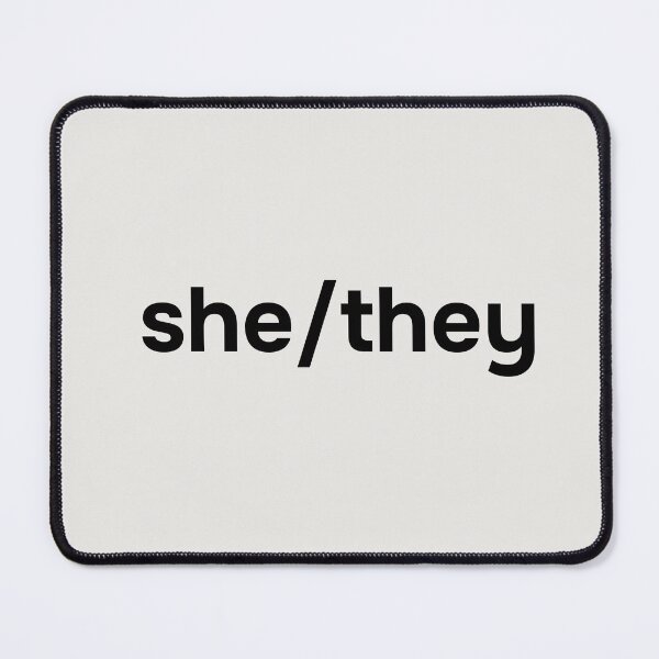Item preview, She/they pronoun. Simple black lettering. designed and sold by helga-wigandt.