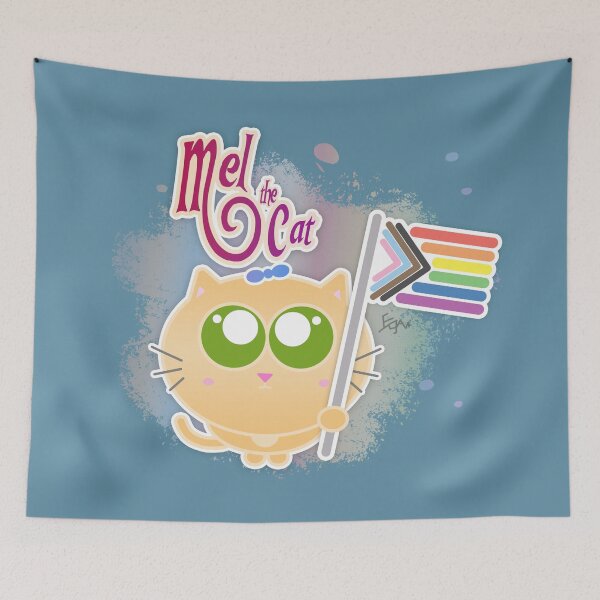 Item preview, Mel the Cat with Pride Flag designed and sold by elisagavi.