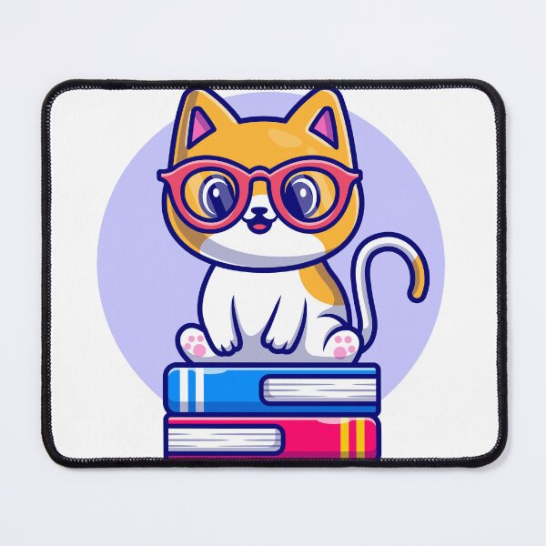 Item preview, Cute cat sitting on book stack cartoon designed and sold by MrAynh09.
