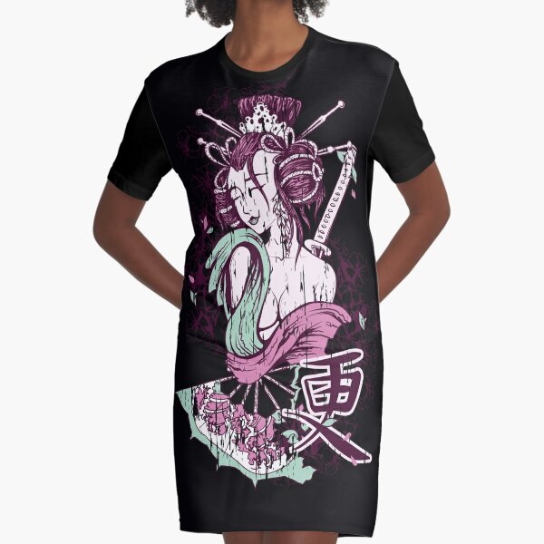 Japanese Geisha Graphic T-Shirt Dress