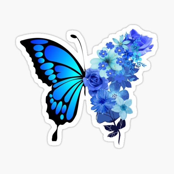 Item preview, Blue Butterfly With Flowers designed and sold by RedSparkle.