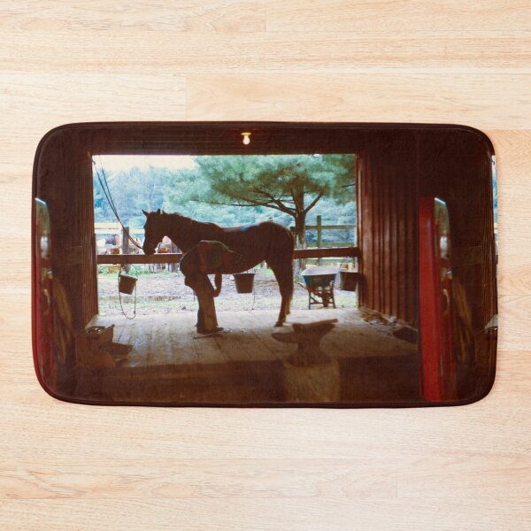 Item preview,  C2022 Steve Yellowbear Fine Art  IN BARN HORSE SHOEING designed and sold by SteveYellowbear.