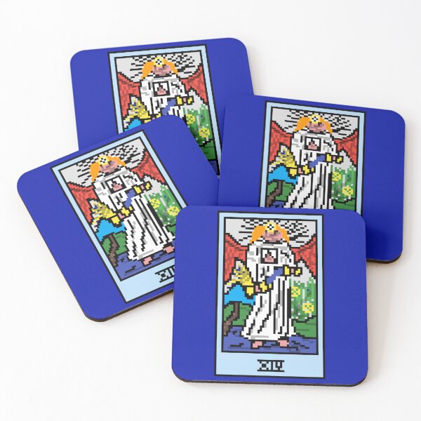 Item preview, Wait, is this pixel art tarot? Blue  - Major Arcana 'Temperance' (Design for T-shirt, stickers and other accessories) designed and sold by Pixel Waite.