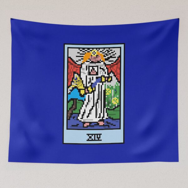 Item preview, Wait, is this pixel art tarot? Blue  - Major Arcana 'Temperance' (Design for T-shirt, stickers and other accessories) designed and sold by Pixel Waite.