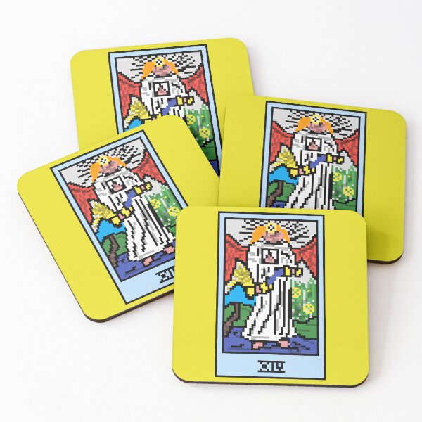 Item preview, Wait, is this pixel art tarot? Yellow - Major Arcana 'Temperance' (Design for T-shirt, stickers and other accessories) designed and sold by Pixel Waite.