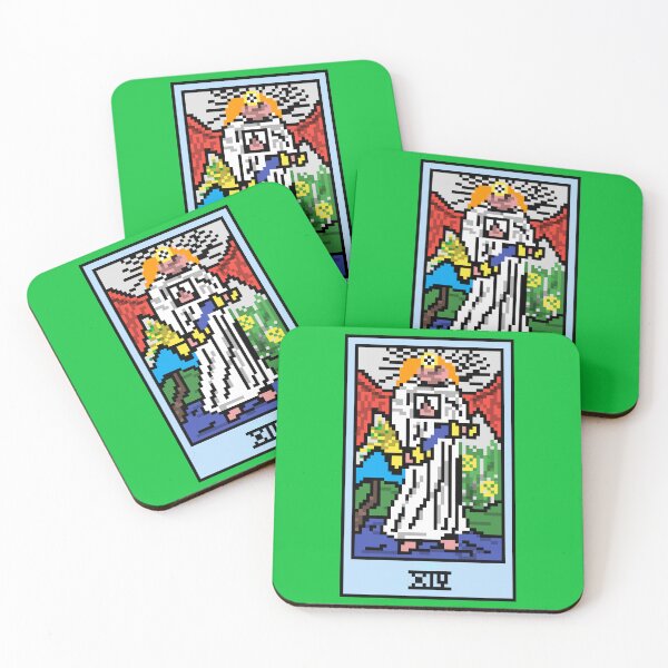 Item preview, Wait, is this pixel art tarot? Green - Major Arcana 'Temperance' (Design for T-shirt, stickers and other accessories) designed and sold by Pixel Waite.
