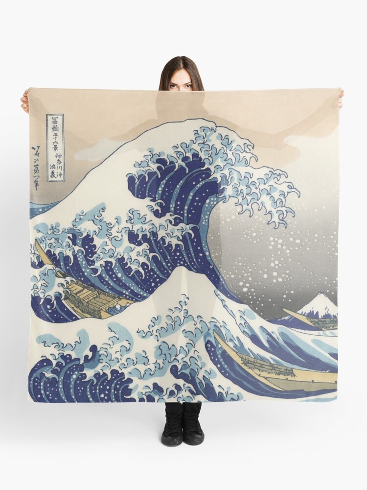 Thumbnail 1 of 3, Scarf, The Great Wave Off Kanagawa designed and sold by maryedenoa.