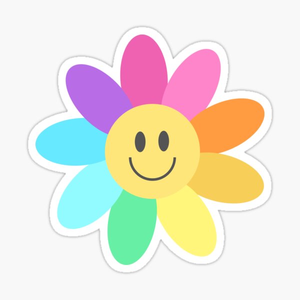 Rainbow Flower Smiley Sticker