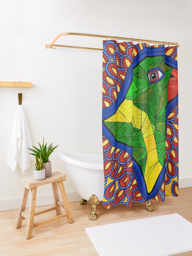 Alternate view of Green-headed Oriole Shower Curtain