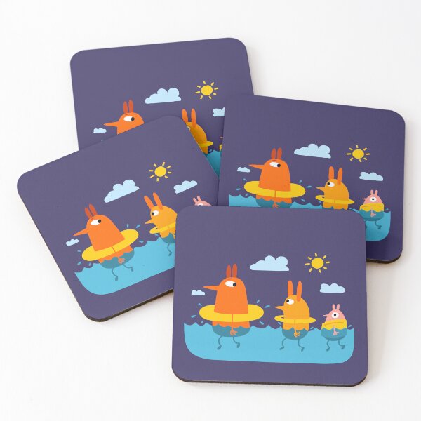 Item preview, Three rabbits looking like chickens swimming in the sea designed and sold by evellade.