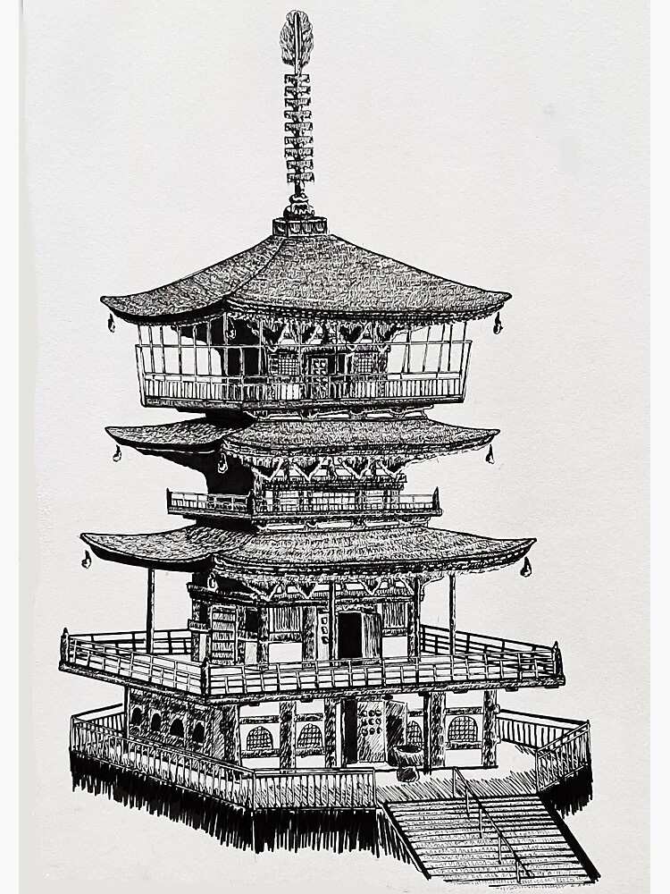 Japanese Temple Pagoda Landscape Hand Posters and Art Prints for Sale |  TeePublic