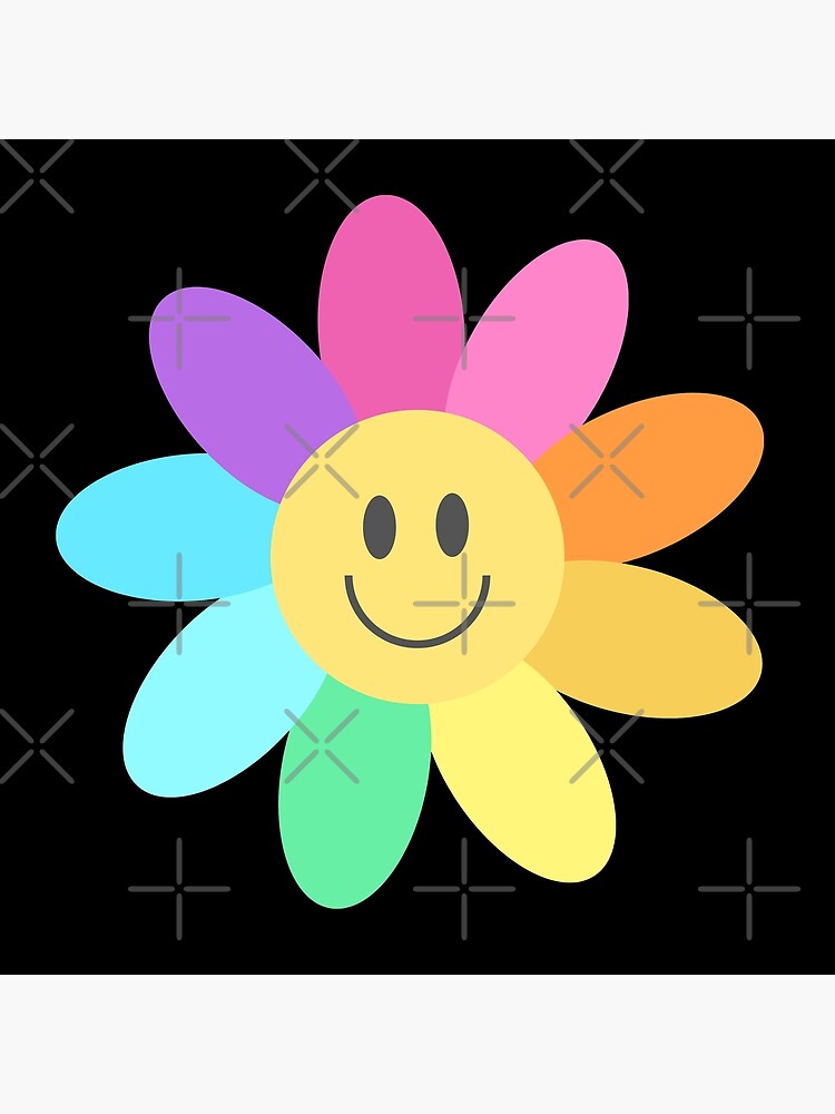 Happy Rainbow Flower | Pattern | Happy Face | Blue | | Poster