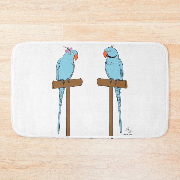 Item preview, Crazy Bird Person with Blue Indian Ring Neck Parrots designed and sold by Laughing Parrot Studio.
