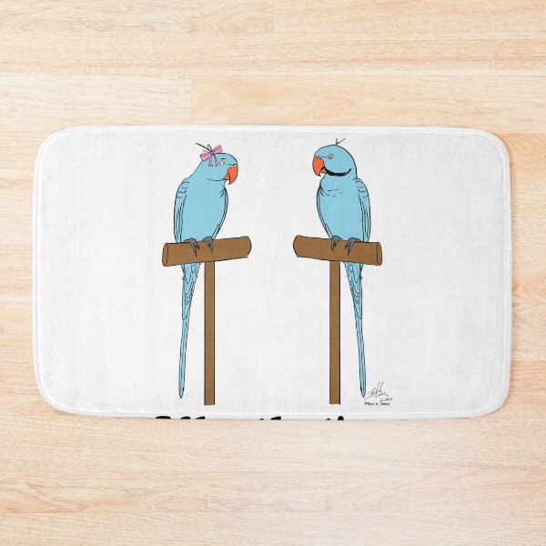 Item preview, Crazy Bird Lady with Blue Indian Ring Neck Parrots designed and sold by Laughing Parrot Studio.
