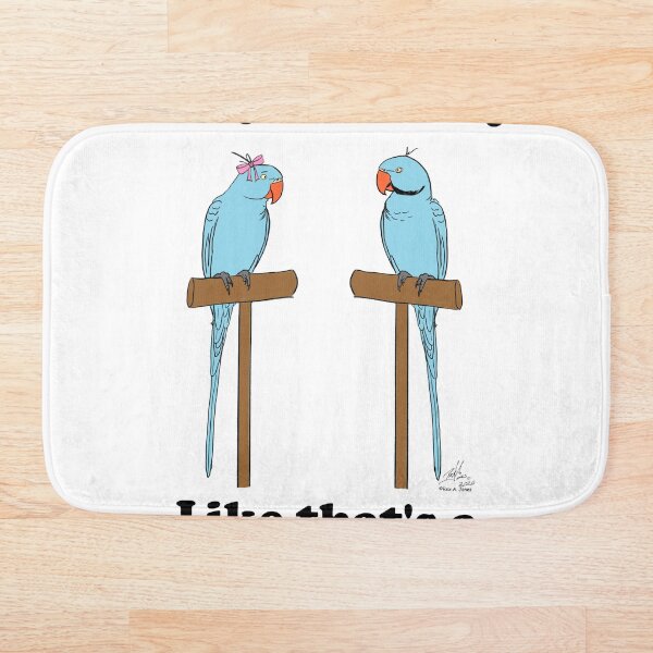 Aperçu de l'œuvre Crazy Bird Lady avec perroquets indiens bleus créée et vendue par Laughing Parrot Studio.