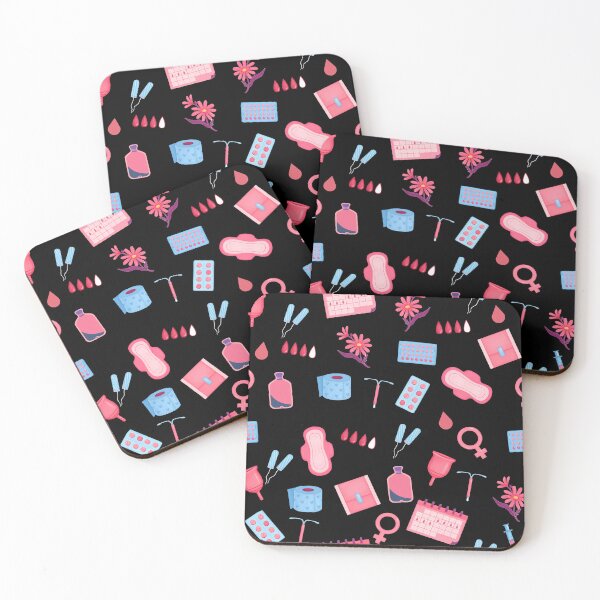 Item preview, Menstruation seamless pattern on black designed and sold by Lady-Frost.