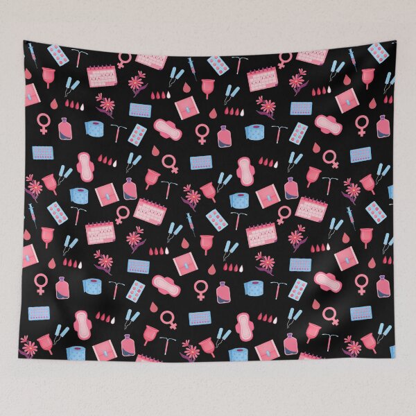 Item preview, Menstruation seamless pattern on black designed and sold by Lady-Frost.