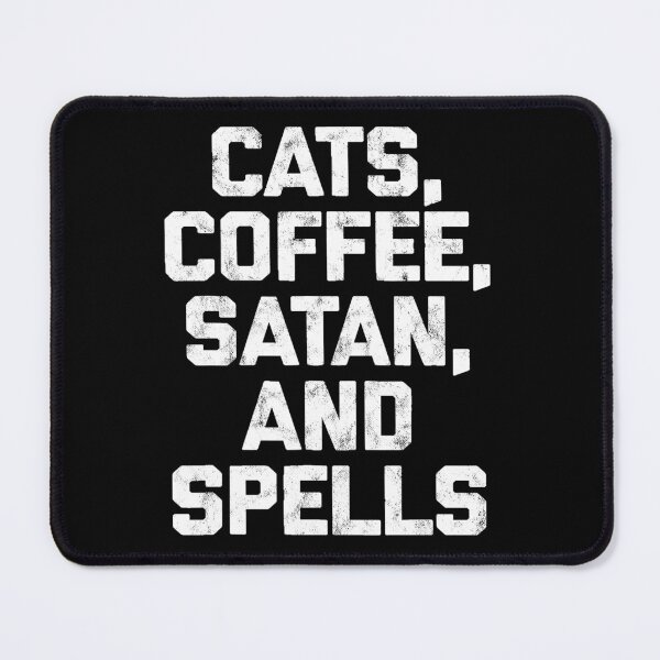 Item preview, cats coffee Satan and Spells Occult Witchcraft Pagan Wiccan gothic Satanic Tshirt designed and sold by Reign Of Darkness.