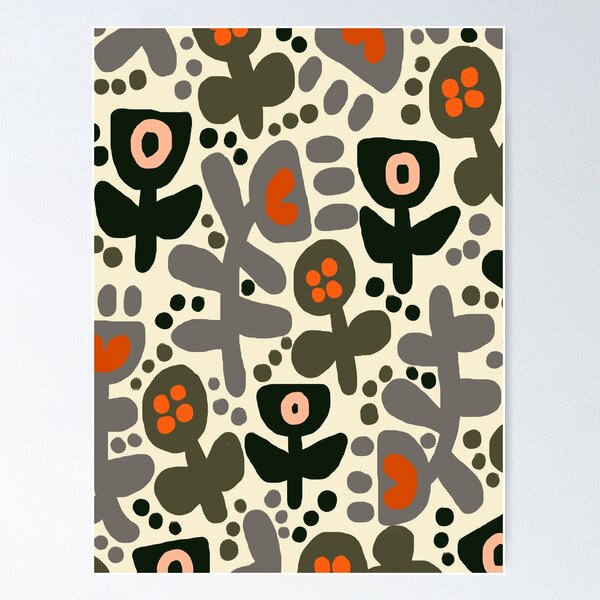Item preview, Joli jardin floral danois en vert, gris et orange #1 designed and sold by Deutschic.