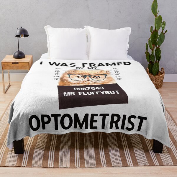 Item preview, Hipster Cat with Eyeglasses - I Was Framed Optometrist Quote designed and sold by Primroaddesigns.