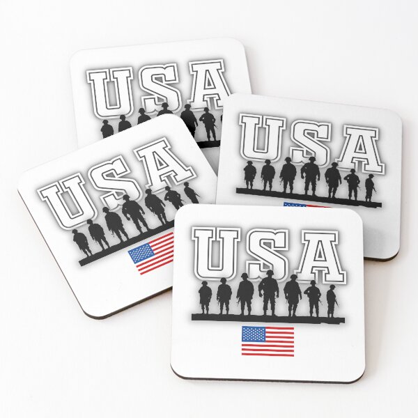 Item preview, USA Military Soldiers with American Flag designed and sold by AmericaFreedom.