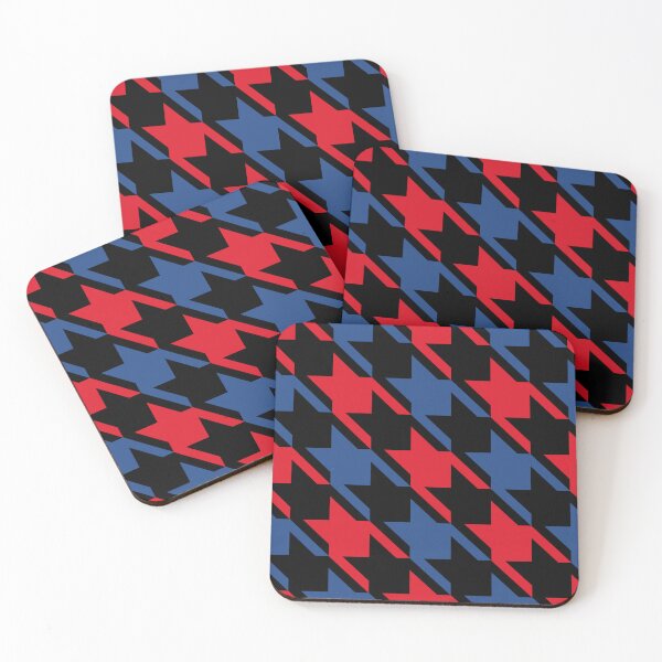 Item preview, Red Black and Blue Colors Houndstooth Pattern designed and sold by TMBTM.