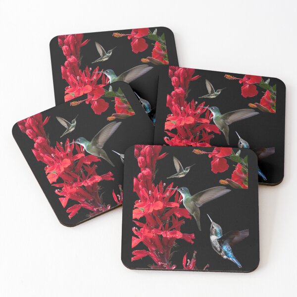 Item preview, Lovely Colorful Hummingbirds Sipping Red Cardinal Flowers Design designed and sold by EarthArtDesigns.