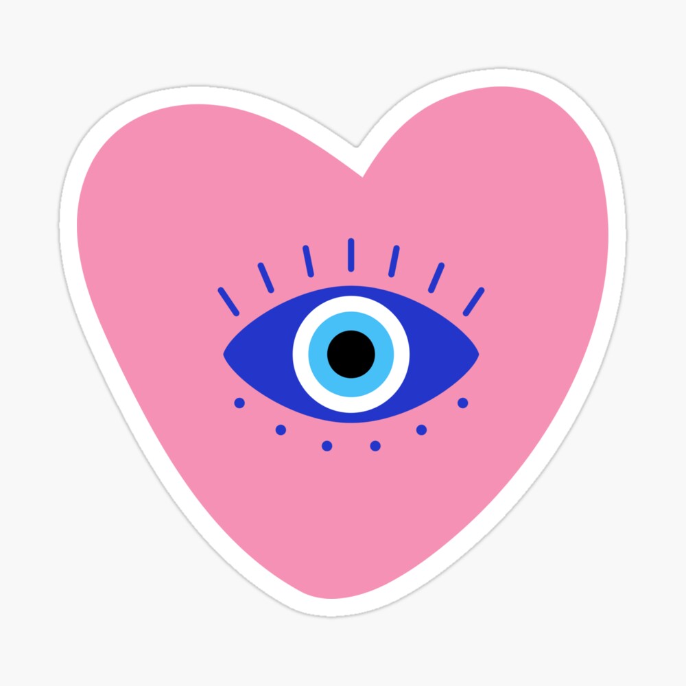Artistic red heart with evil eye Royalty Free Vector Image