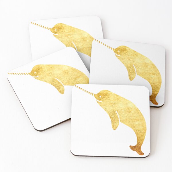Artikelvorschau, Entzückender Narwal-Cartoon mit goldenem Metallic-Design entworfen und verkauft von Zevy-Darling.