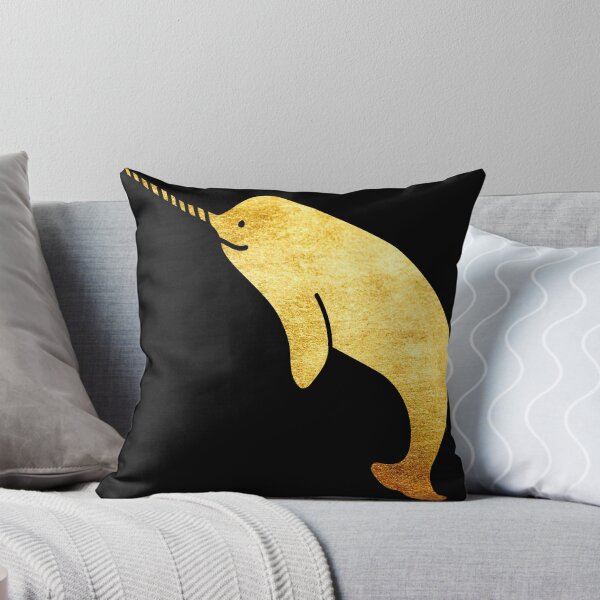 Item preview, adorable narwhal cartoon with golden metallic design designed and sold by Zevy-Darling.