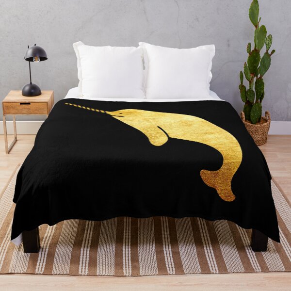 Item preview, adorable narwhal cartoon with golden metallic design designed and sold by Zevy-Darling.