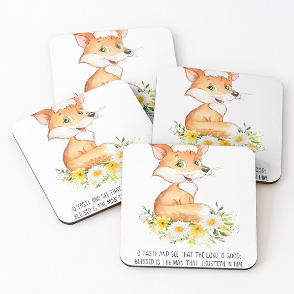 Item preview, Christian Nursery Decor, Kids Bible Verse, Woodland Forest, Watercolor Fox, Forest Animals, Psalm 34:8  designed and sold by Dzhenka-Balimez.