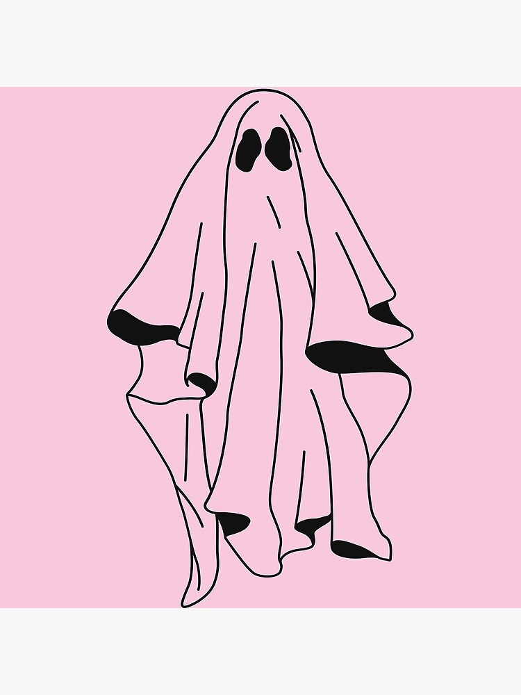 "Cute, Artsy, Kawaii Pastel Pink Ghost Chibi, Anime Style Art" Poster
