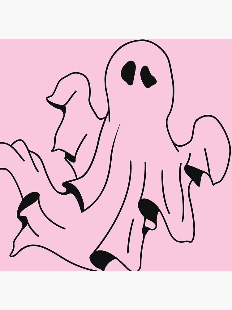 "Cute, Artsy, Kawaii Pastel Pink Ghost Chibi, Anime Style Art