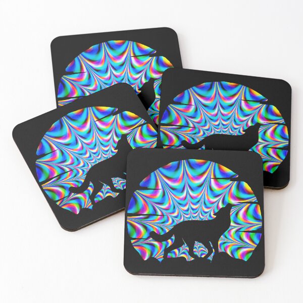 Item preview, psychedelic holographic wolf howling at moon silhouette designed and sold by Zevy-Darling.