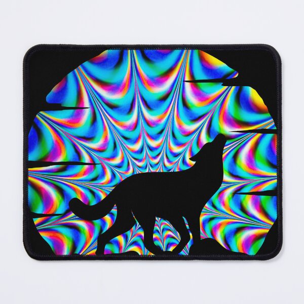 Item preview, psychedelic holographic wolf howling at moon silhouette designed and sold by Zevy-Darling.