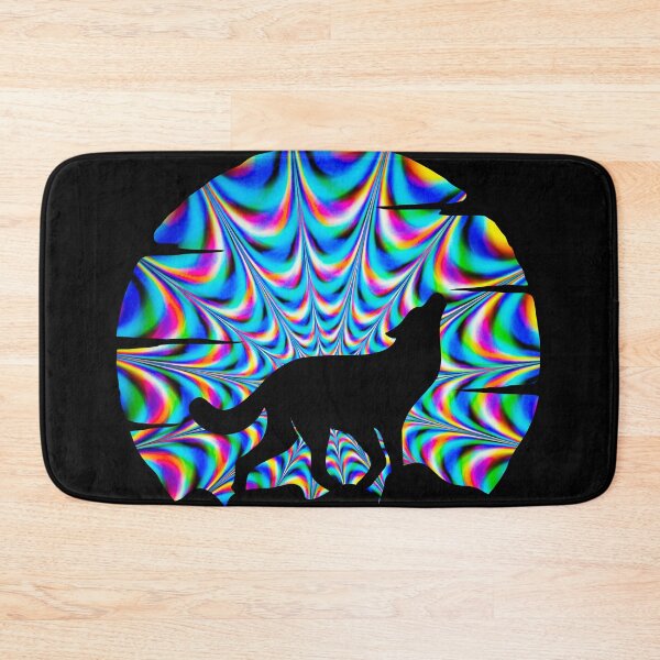 Item preview, psychedelic holographic wolf howling at moon silhouette designed and sold by Zevy-Darling.