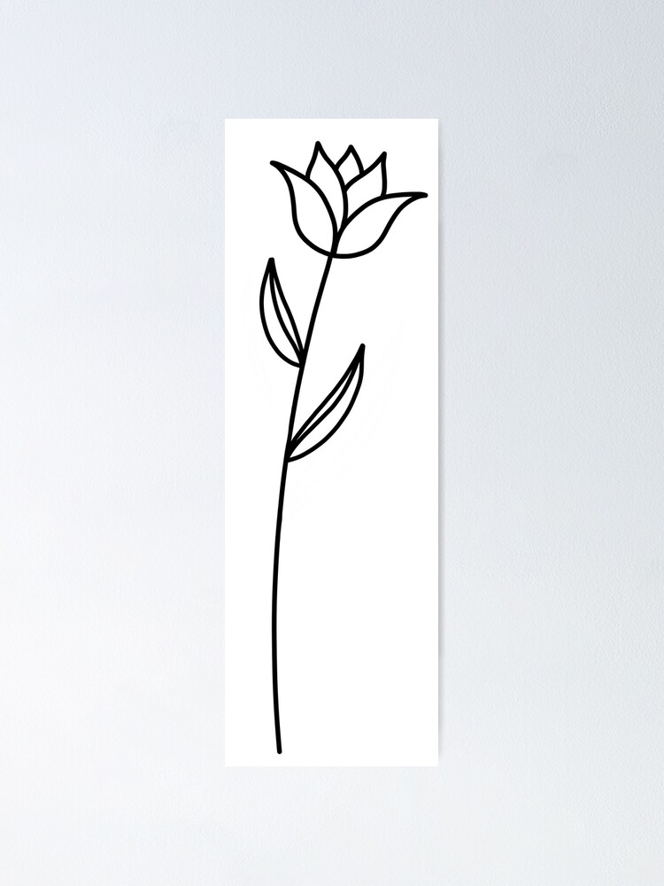 Póster «Flor de tulipán simple tatuaje línea arte V3» de KcmArts | Redbubble