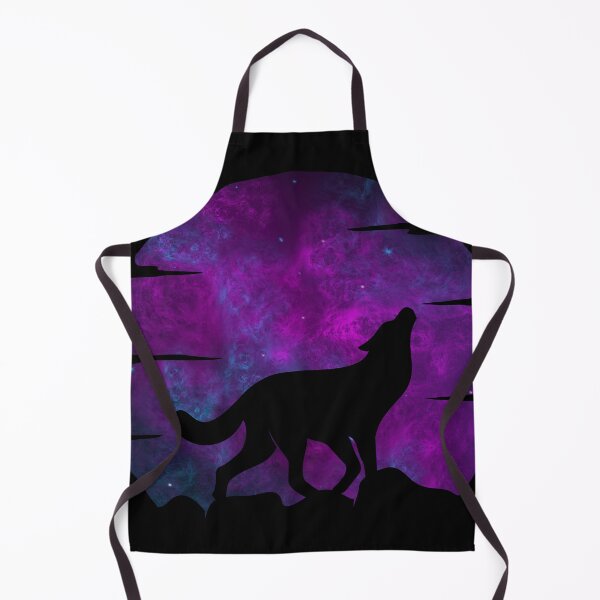 Item preview, dark purple and blue galaxy wolf howling at moon silhouette designed and sold by Zevy-Darling.