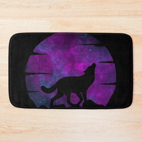 Item preview, dark purple and blue galaxy wolf howling at moon silhouette designed and sold by Zevy-Darling.